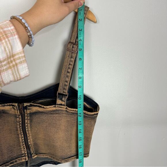 American Bazi Dyed Acid Copper Denim Corset Top NWT XL Castlecore Whimsygoth - Picture 8 of 10